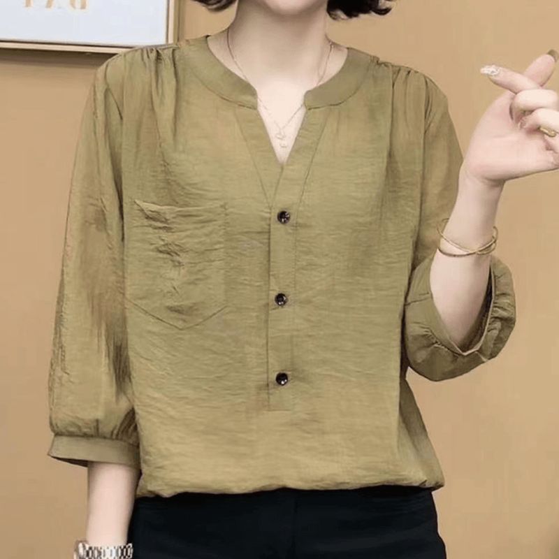 七分袖復古襯衫